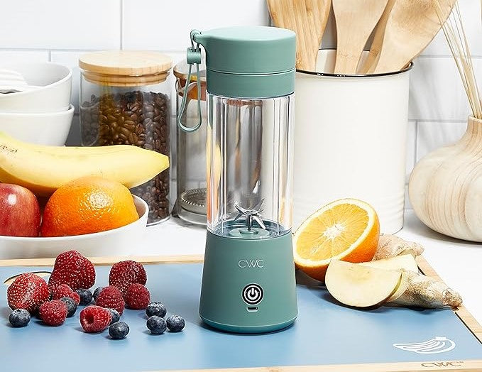 Mini Portable Blender - 250W Power, 12oz Capacity, Stainless Steel Blade, Wireless/USB Rechargeable, Sage