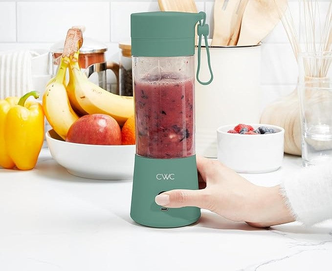 Mini Portable Blender - 250W Power, 12oz Capacity, Stainless Steel Blade, Wireless/USB Rechargeable, Sage